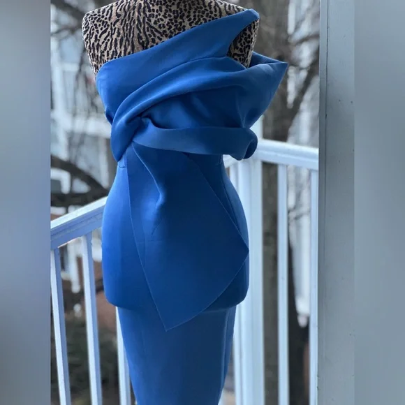 ASOS One-Shoulder Blue Draped Dress - Picture 2 of 10